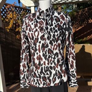 Foxcroft Black and Brown Animal Print Shirt